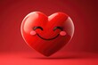 © Popelniushka - Playful Heart Emoji. Smiling Love Icon with Eyes on Vibrant Red Backdrop