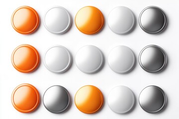 Poster - collection of colorful push buttons on a plain white surface, suitable for various designs and conce