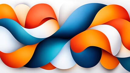 Poster - A vibrant abstract design featuring flowing shapes in orange, blue, and white, creating a dynamic and modern visual composition suitable for various creative projects.