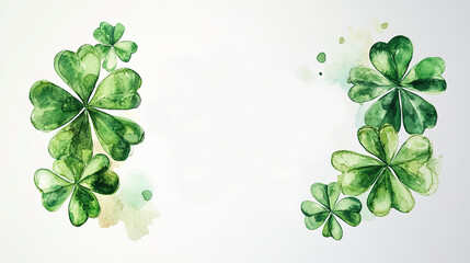 Wall Mural - Clover set, St Patrick day background, watercolor	
