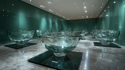 Modern Glass Sculpture Installation: Teal Room