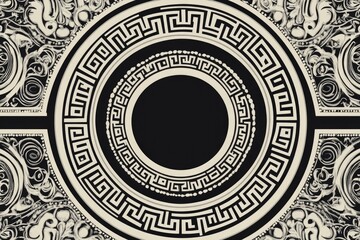 Poster - a simple yet elegant black and white design featuring a repeating circular pattern