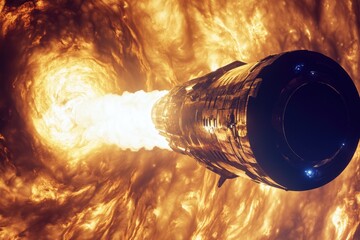 Wall Mural - a space station floating near the bright sun