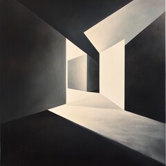 Wall Mural - a captivating piece of abstract art featuring bold geometric shapes and sharp angles, intricately ba