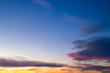 Evening sunset sky with clouds painted in bright colors. Sunset landscape, sky background