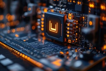 Poster - a detailed view of a computer motherboard's internal components