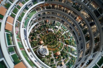 Wall Mural - Aerial shot of a circular structure from above