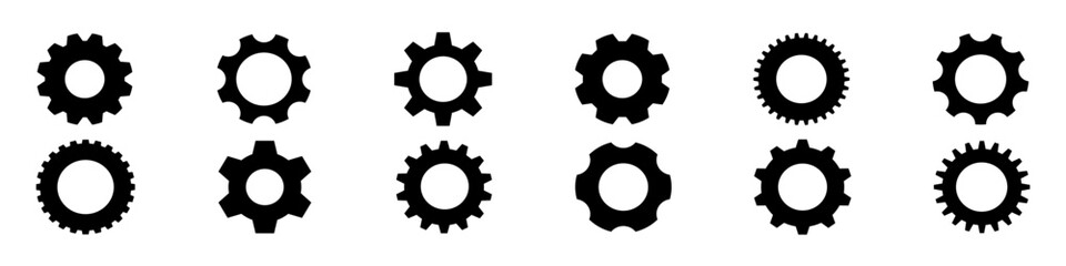 a set of gears. silhouette of black gear icons.vector illustration.