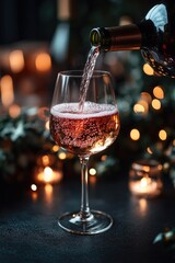 Wall Mural - A glass of wine being poured into a wine glass, perfect for a romantic evening or a special occasion