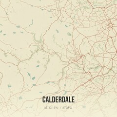 Naklejka na meble Retro UK map of Calderdale. Vintage street map.