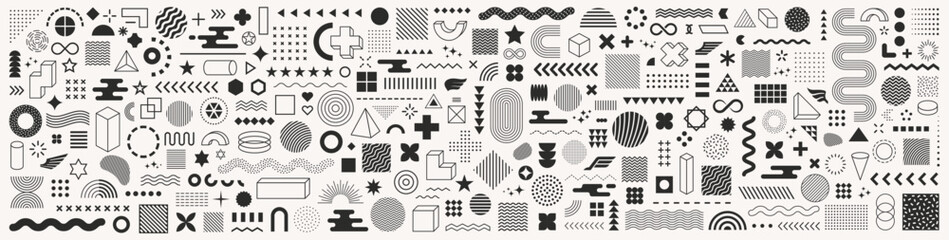 set of geometric shapes. memphis design, retro elements for web, vintage, advertisement, commercial 