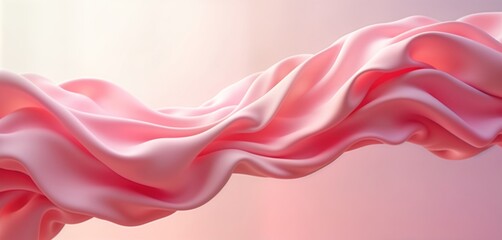Poster - pink fabric flows elegantly in air creating soft curves, smooth shapes. abstract design with dynamic