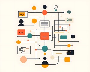 Poster - An abstract illustration depicting data flow, interconnecting elements, and vibrant color schemes. This graphic symbolizes the connection between information and ideas.