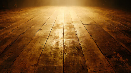 Poster - Wooden floor with natural light streaming through creating soft shadows and texture