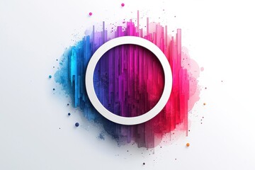 Wall Mural - Abstract  illustration featuring a white circle and colorful clouds