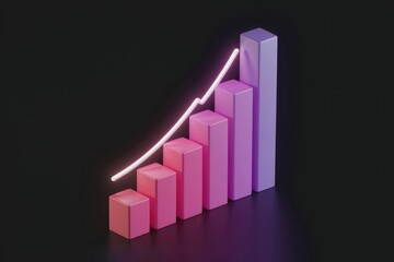 Poster - An upward trending bar graph showcasing growth and success, visually represented with glowing lines.