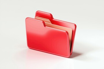 Poster - A 3D rendering of a red folder icon, symbolizing digital storage and organization.