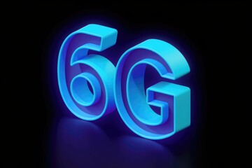 Poster - Glowing 6G logo, futuristic technology, next-generation network.