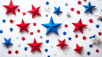 Poster - Red white and blue stars pattern for background or textile design