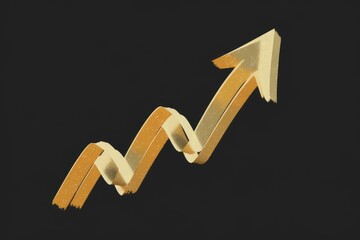 Poster - Golden upward arrow signifying growth, success, and progress in business or finance.
