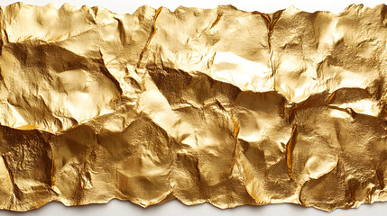 Poster - A piece of gold foil lying flat on a clean white background for artistic and design use