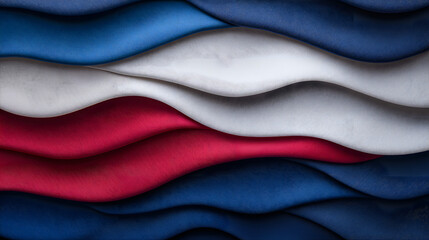 Poster - Red white and blue wave pattern in a fluid abstract design for backgrounds or textiles