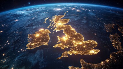 a view of the uk and europe at sunrise from space