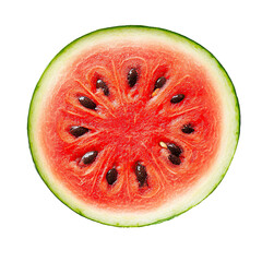 Freshly sliced watermelon with visible seeds and juicy red texture