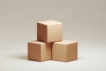 Poster - Three beige cubes stacked on a plain background.