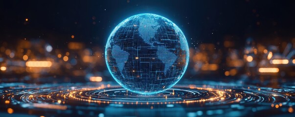 Poster - Futuristic digital sphere with circuit patterns and glowing lights