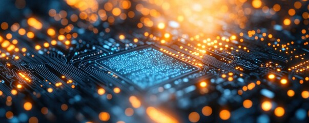 Poster - Close-up of an illuminated electronic circuit board design