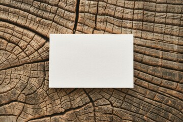 Poster - A Smooth White Card Resting On A Textured Wooden Surface