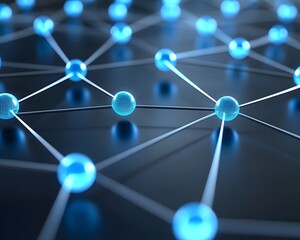 Poster - Abstract network with glowing blue nodes connected by lines on a dark background.