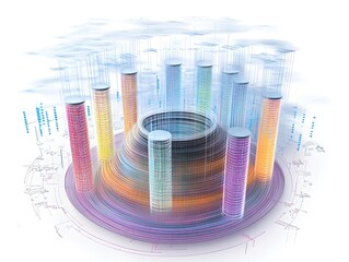 Poster - futuristic digital data visualization showcasing vibrant analytics and statistics.
