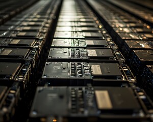 Poster - Row of circuit boards showcasing advanced electronic components and connections.