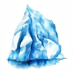 Wall Mural - large blue ice block with a white background