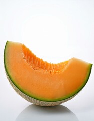 Canvas Print - Sweet cantaloupe slice on white background