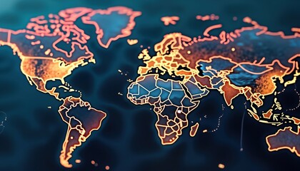Poster - Worldwide trade paths, logistics system. International trade network, supply chain. Global commerce, distribution. Intricate global supply chain, operation. Worldwide transportation of goods. Import,