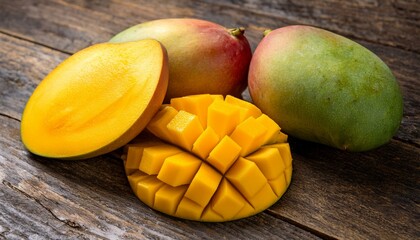 Wall Mural - Juicy mangoes, ripe and ready to eat.  A vibrant display of tropical flavors.