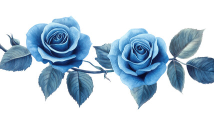 Watercolor flower of tropical spring floral blue on transparent background