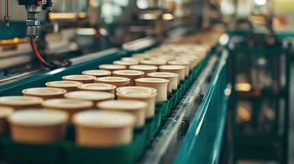 Poster - A production line in an eco-friendly industry creating biodegradable products.