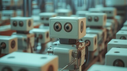 Poster - ai-driven machines adjusting production speeds based on real-time demand.