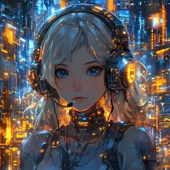 Poster - Futuristic digital experience cyber city artwork virtual environment close-up view technology concept