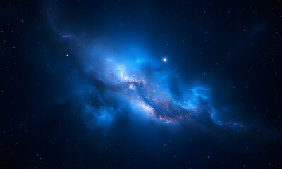 Wall Mural - glowing nebulae, stars in dark space suitable for science fiction, astronomy, or space-related conce