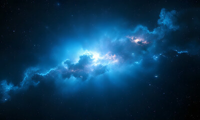 Wall Mural - glowing nebulae, stars in dark space suitable for science fiction, astronomy, or space-related conce