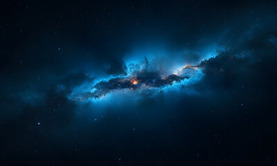 Wall Mural - glowing nebulae, stars in dark space suitable for science fiction, astronomy, or space-related conce