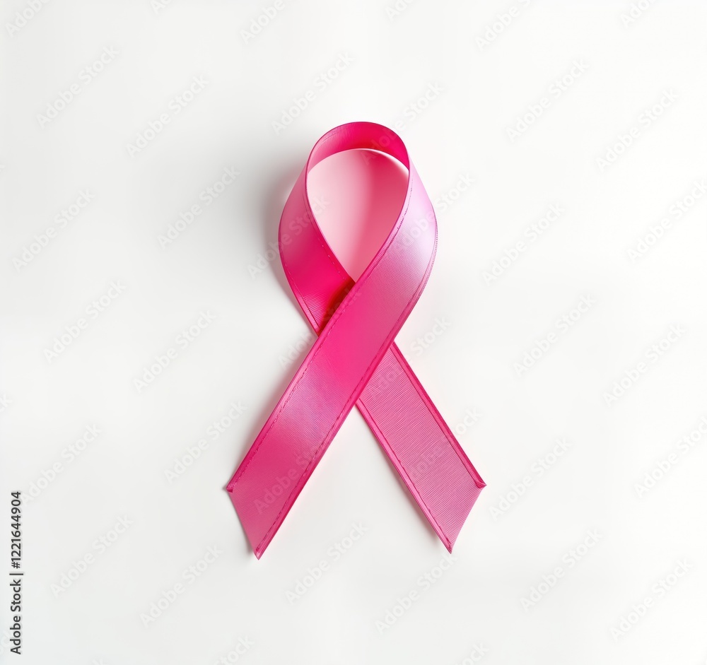 Pink ribbon symbol breast cancer awareness campaign isolated white ...