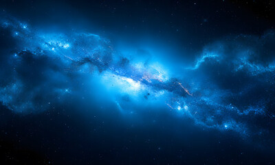 Wall Mural - glowing nebulae, stars in dark space suitable for science fiction, astronomy, or space-related conce