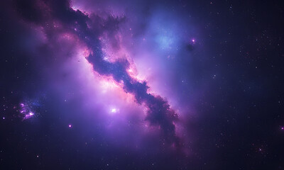 purple nebula glowing among distant stars. ideal for astronomy books, science websites, and educatio