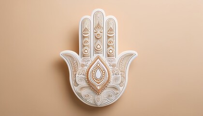Poster - Intricate Hamsa Hand Icon Displays Artistic Patterns and Cultural Significance in Modern Decor